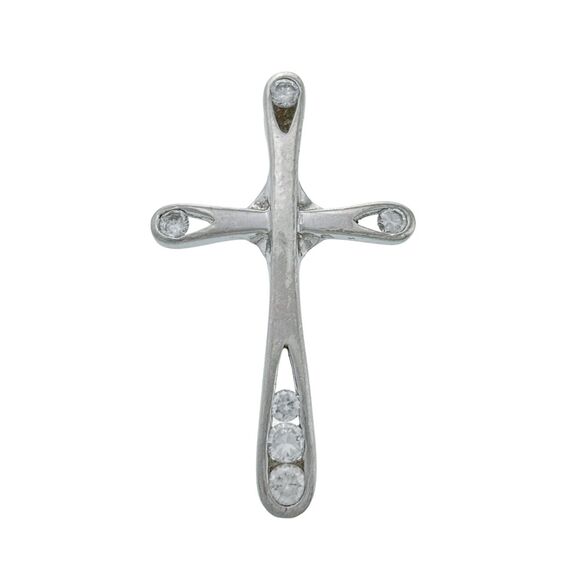 Vintage Sterling Silver 925 Cubic Zirconia Religious Cross Pendant - Picture 1 of 5